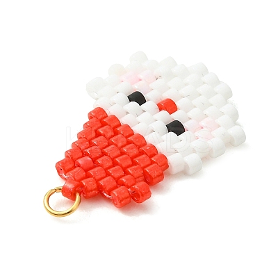 Christmas 304 Stainless Steel & Glass Cylinder Seed Beads Pendnats PALLOY-MZ01443-1