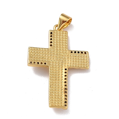 Brass Micro Pave Clear Cubic Zirconia Pendants ZIRC-A021-10G-1