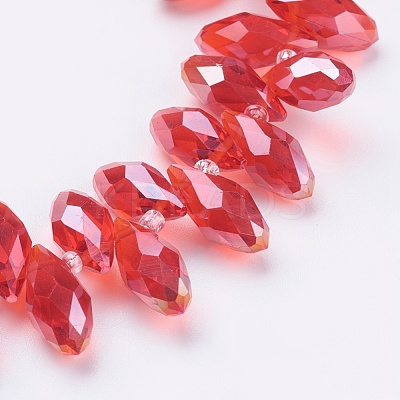 Electroplate Glass Faceted Teardrop Beads Strands EGLA-D014-16-1