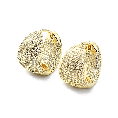 Rack Plating Brass Micro Pave Cubic Zirconia Hoop Earring EJEW-C086-02G-1
