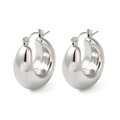 Non-Tarnish 304 Stainless Steel Plain Thick Hoop Earrings EJEW-Z026-09P-1