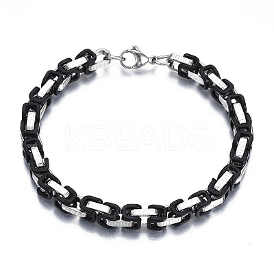 Two Tone 201 Stainless Steel Byzantine Chain Bracelets BJEW-S057-87A-1