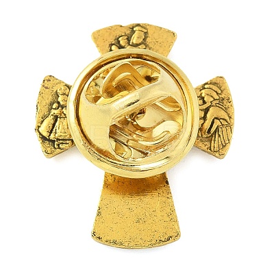 Cross Alloy Black Enamel Pins Brooches JEWB-M049-01AG-02-1