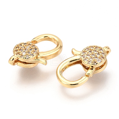 Brass Micro Pave Cubic Zirconia Lobster Claw Clasps X-ZIRC-O038-23G-1