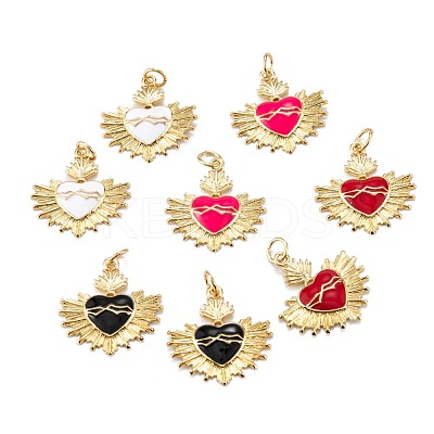 Real 18K Gold Plated Brass Enamel Pendants KK-A155-15G-1