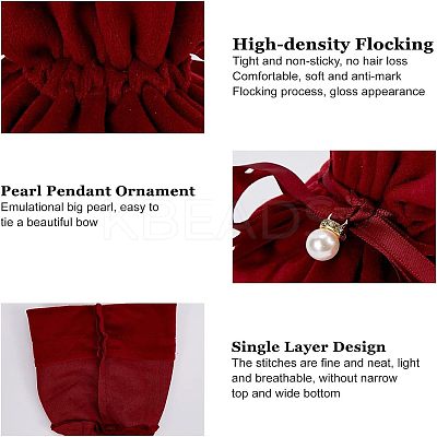 Velvet Jewelry Bags with Drawstring & Plastic Imitation Pearl TP-NB0001-20A-1