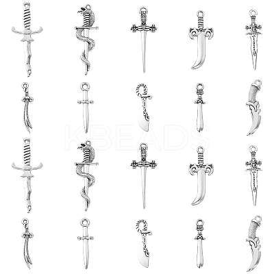 100Pcs 10 Styles Tibetan Style Alloy Connector Charms TIBEP-CJ0003-38-1