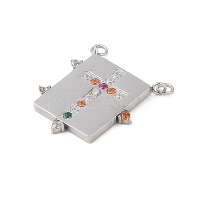 Stainless Steel Micro Pave Colorful Cubic Zirconia Pendants STAS-S121-01A-P-1