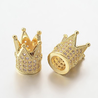 Brass Micro Pave Cubic Zirconia Beads ZIRC-L037-72G-FF-1