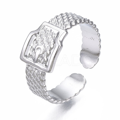 Non-Tarnish 304 Stainless Steel Belt Buckle Shape Cuff Ring RJEW-T023-59P-1