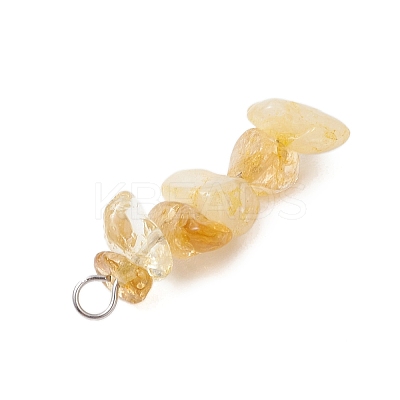 3Pcs Natural Aquamarine & Citrine & Flower Amazonite Chip Beaded Constellation Pendants PALLOY-JF03043-03-1