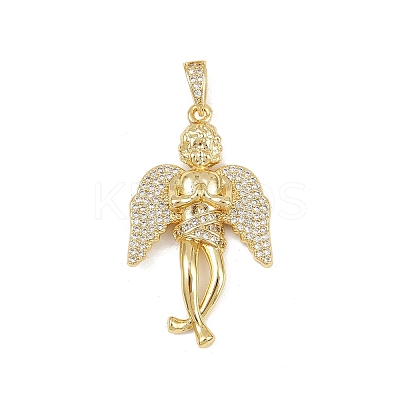 Brass Micro Pave Cubic Zirconia Pendants KK-P323-09G-1
