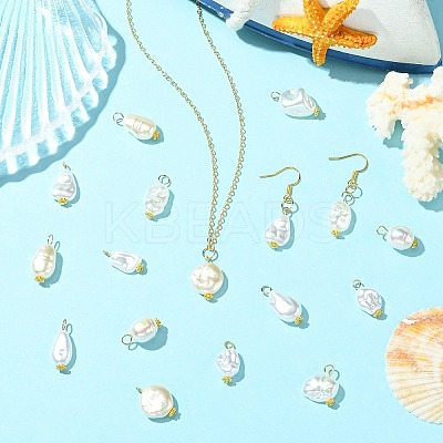 65Pcs 13 Styles ABS Plastic Imitation Pearl Pendants PALLOY-CJ00169-1