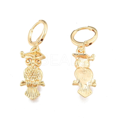 Brass Owl Dangle Leverback Earrings Findings KK-N216-551-1