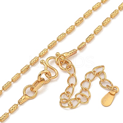 Brass Textured Column Link Chain Necklaces for Women NJEW-U011-03G-1