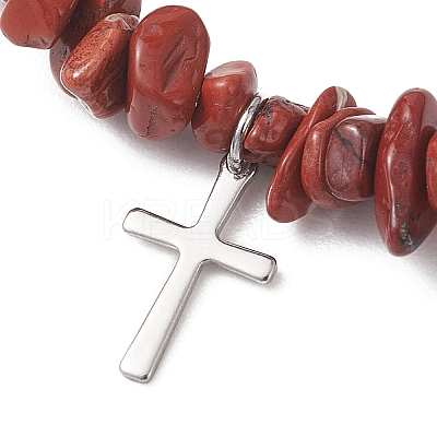 Natural Gemstone Chip Beads  Stretch Bracelets BJEW-JB13250-1