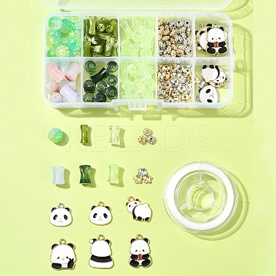 DIY Bamboo & Panda Acrylic & Alloy Enamel Bracelets Jewelry Making Kits DIY-FS0007-48-1