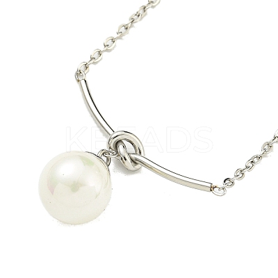 Plastic Imitation Pearl Round Pendant Necklaces NJEW-Z041-05P-1