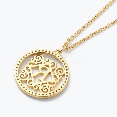 Brass Micro Pave Clear Cubic Zirconia Pendant Necklaces NJEW-E153-01R-1