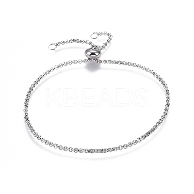 Non-Tarnish Adjustable 304 Stainless Steel Rolo Chains Slider Bracelet BJEW-L653-003P-B-1