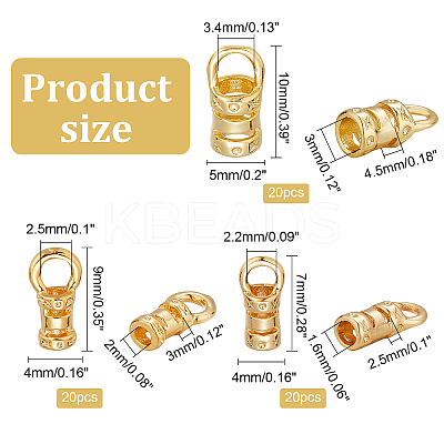 60Pcs 3 Style Brass Cord End FIND-PH0006-14-1