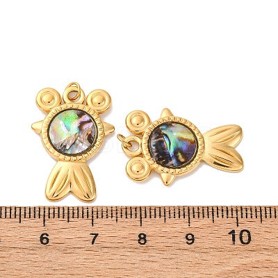 304 Stainless Steel Pave Natural Paua Shell Pendants STAS-U061-15G-B-1
