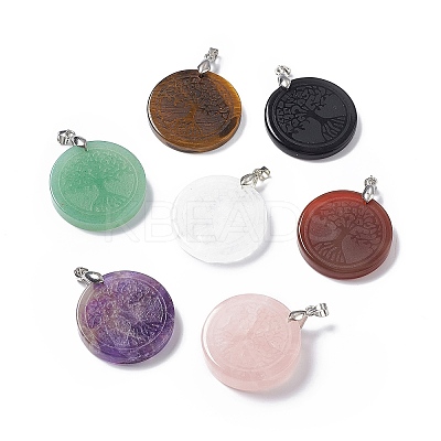 Natural Mixed Stone Pendants G-P491-05P-1
