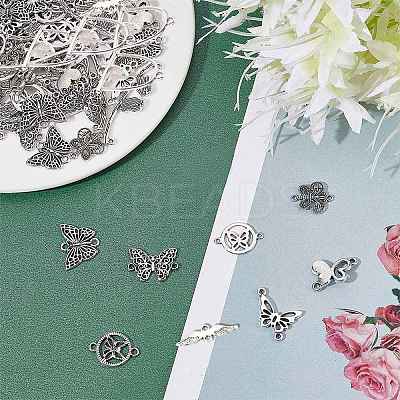 72Pcs 9 Styles Tibetan Style Zinc Alloy Connector Charms TIBE-SC0001-79-1