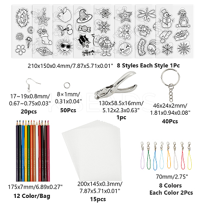 DIY Plastic Heat Shrink Sheets Jewelry Sets Making Kits DIY-AR0004-01-1