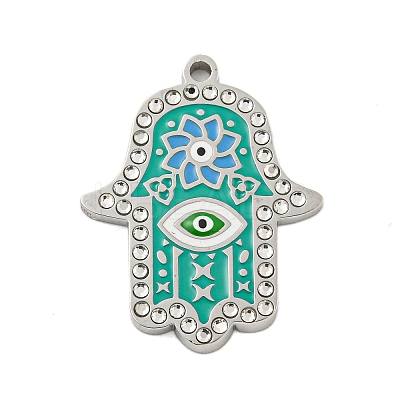 304 Stainless Steel Rhinestone Pendants STAS-U007-11B-P-1