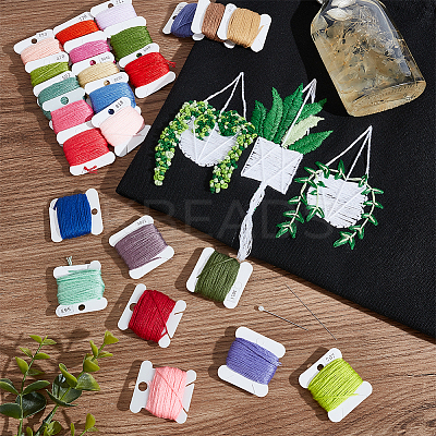 24 Cards 24 Colors 6-Ply Polyester Embroidery Floss OCOR-PH0002-04A-1