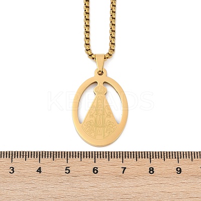 201 Stainless Steel Nossa Senhora Aparecida Virgin Mary Pendant Necklaces for Women LS-NJEW-K283-01G-1