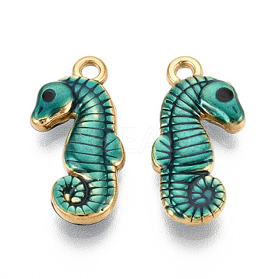 Ion Plating(IP) 304 Stainless Steel Enamel Pendants STAS-N114-15B-G-1