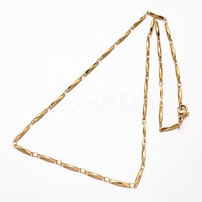 304 Stainless Steel Bar Link Chains Necklaces NJEW-O066-17G-1