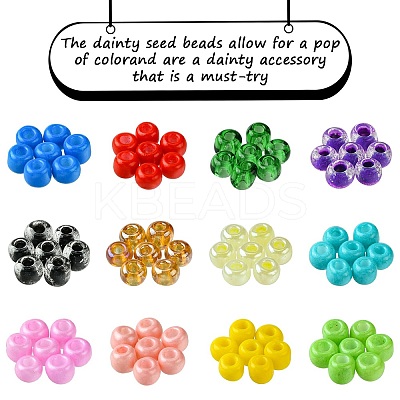 54G 12 Colors Baking Paint & Transparent Glass Seed Beads SEED-FS0001-19-1