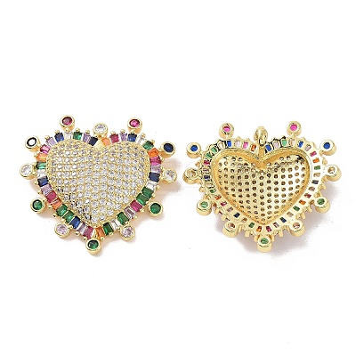 Brass Micro Pave Colorful Cubic Zirconia Pendants ZIRC-I063-17G-1