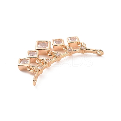 Brass Pave Clear Cubic Zirconia Connector Charms ZIRC-K088-16KCG-1