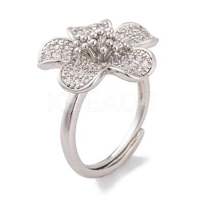 Brass Micro Pave Cubic Zirconia Rings KK-K367-09P-1