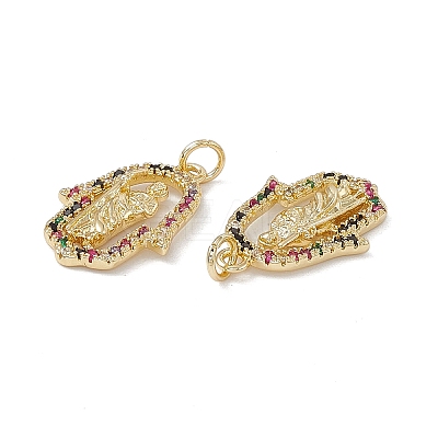 Brass Colorful Cubic Zirconia Pendants KK-E068-VA202-2-1