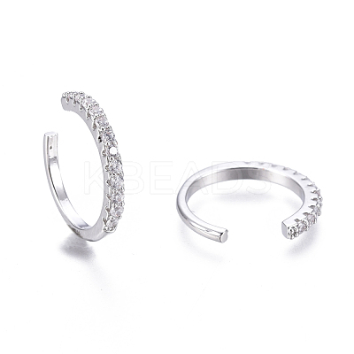 Brass Micro Pave Clear Cubic Zirconia Cuff Earrings EJEW-I249-15P-1