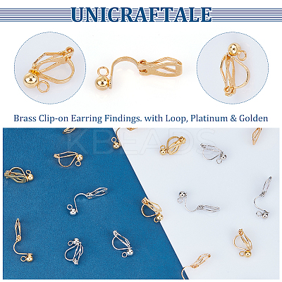 40Pcs 2 Colors Brass Clip-on Earring Findings. with Loop KK-UN0001-76-1