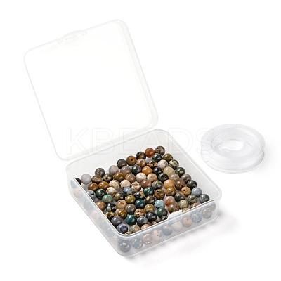 100Pcs 8mm Natural Ocean Agate/Ocean Jasper Round Beads DIY-LS0002-59-1