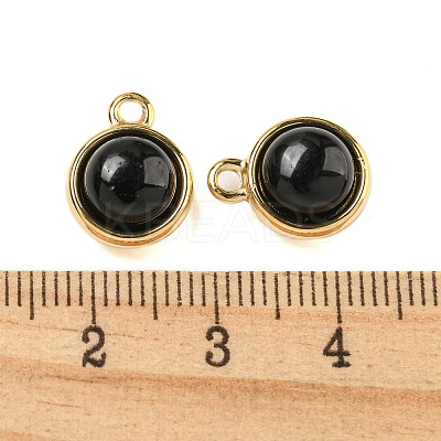 Natural Black Onyx(Dyed & Heated) Half Round Charms STAS-L080-009G-01-1