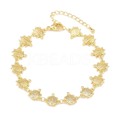 Brass Micro Pave Clear Cubic Zirconia Link Chain Bracelets for Women BJEW-A090-11A-G-1