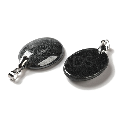 Natural Black Stone Pendants G-Z055-03P-15-1