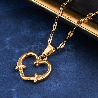 201 Stainless Steel Pendant Necklace for Women NJEW-F335-02G-05-1