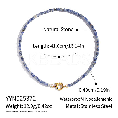Autumn Winter Natural Blue Spot Jasper Rondelle Beaded Necklaces TB0326-6-1