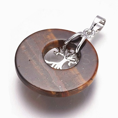 Natural Tiger Eye Pendants G-F573-C15-1