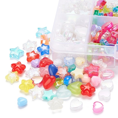350Pcs 10 Style Transparent & Opaque Heart & Star Acrylic Beads TACR-YW0001-33-1