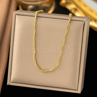 304 Stainless Steel 2 strand Necklaces for Women NJEW-C061-01G-1